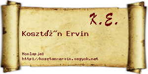 Kosztán Ervin névjegykártya
