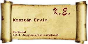 Kosztán Ervin névjegykártya