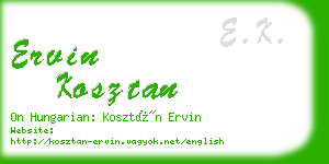 ervin kosztan business card